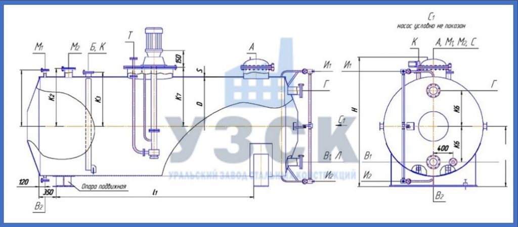Чертеж емкости ГКК в Новокуйбышевске